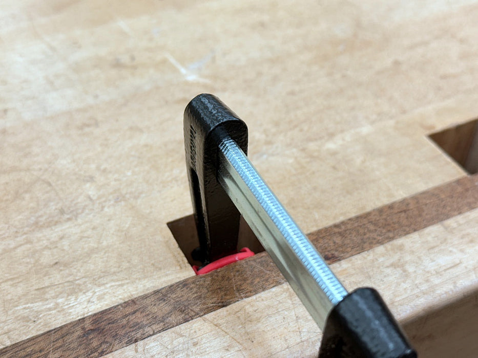 serretted edge of Bessey F-style clamp